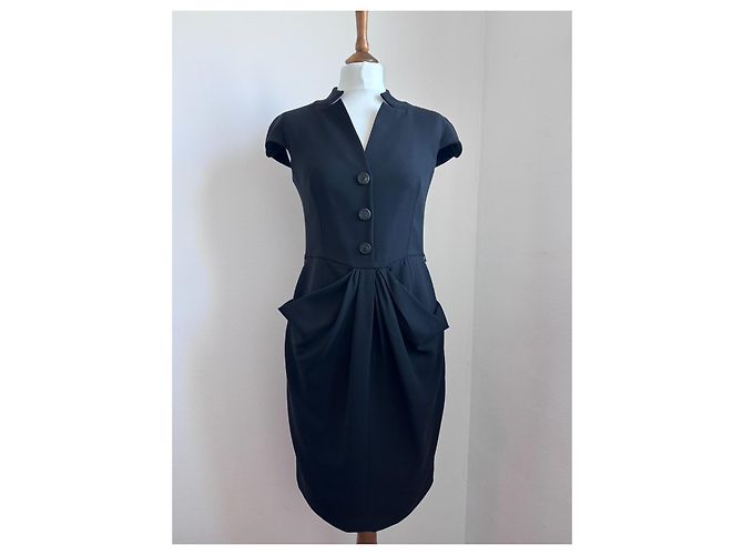 Christian Dior Kleid aus schwarzer Seide - Ansicht 3