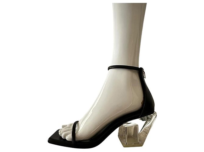 Sandali Rick Owens neri con tacco trasparente Nero - vista 12