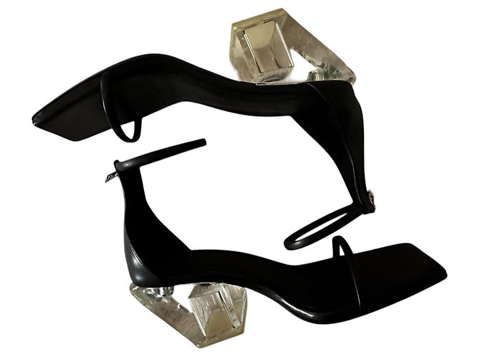 Sandali Rick Owens neri con tacco trasparente Nero - vista 7