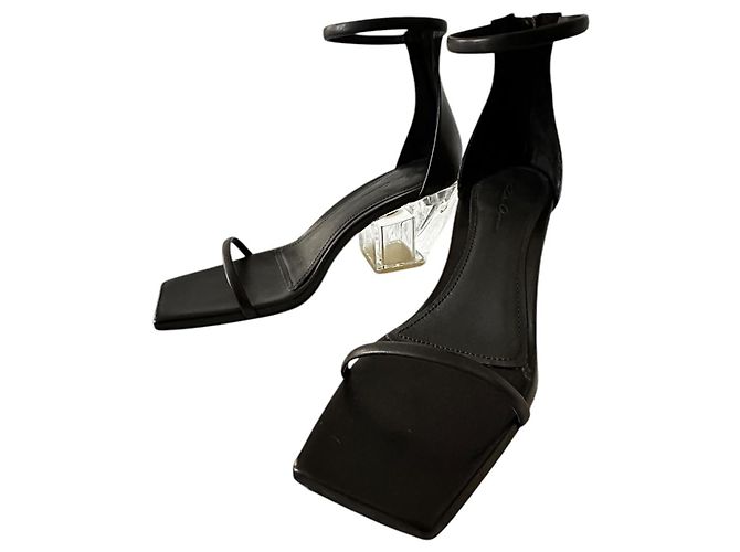 Sandali Rick Owens neri con tacco trasparente Nero - vista 9
