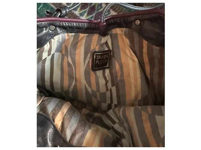 Jamin Puech Handtasche Dunkelgrünes Metallic Leder Blumenmuster Mehrfarben - Ansicht 3