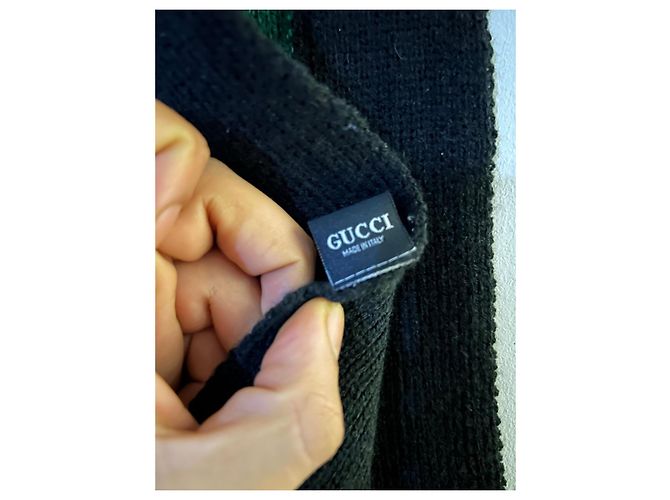 Sciarpa Gucci in lana a righe nero rosso verde - vista 5