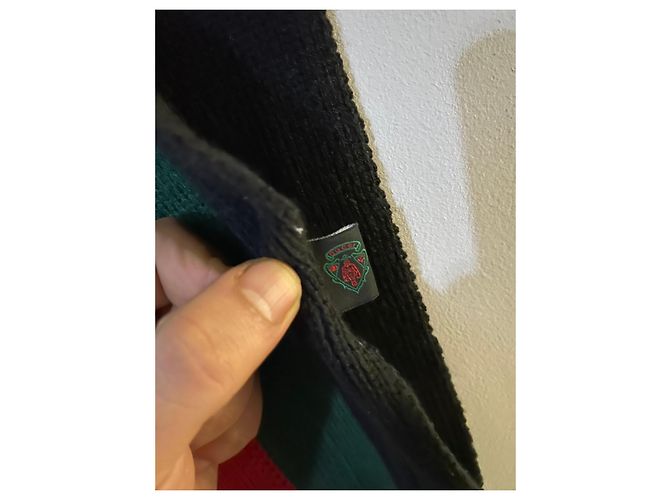 Sciarpa Gucci in lana a righe nero rosso verde - vista 6