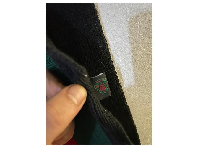 Sciarpa Gucci in lana a righe nero rosso verde - vista 7