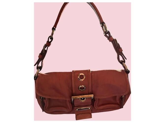 Borsa baguette Prada in pelle prugna Porpora - vista 2