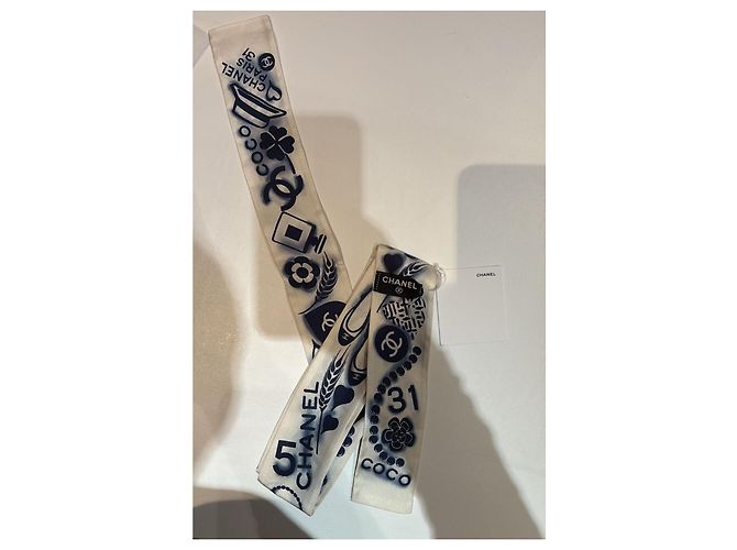 Chanel Twilly Clásico Blanco Azul marino - vista 2
