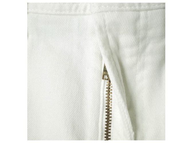 Autre Marque Pantalones de mezclilla de algodón slim rectos Blanco - vista 5