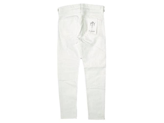 Autre Marque Pantalones de denim de algodón slim recto Blanco - vista 2