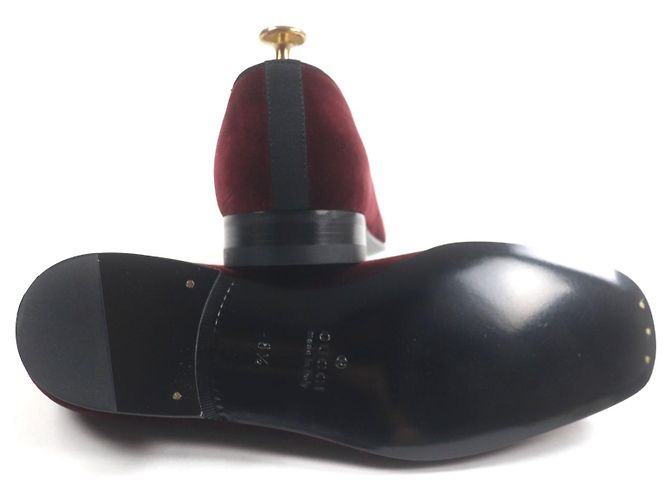 Mocassini in pelle Horsebit Gucci Marrone Bordò - vista 5