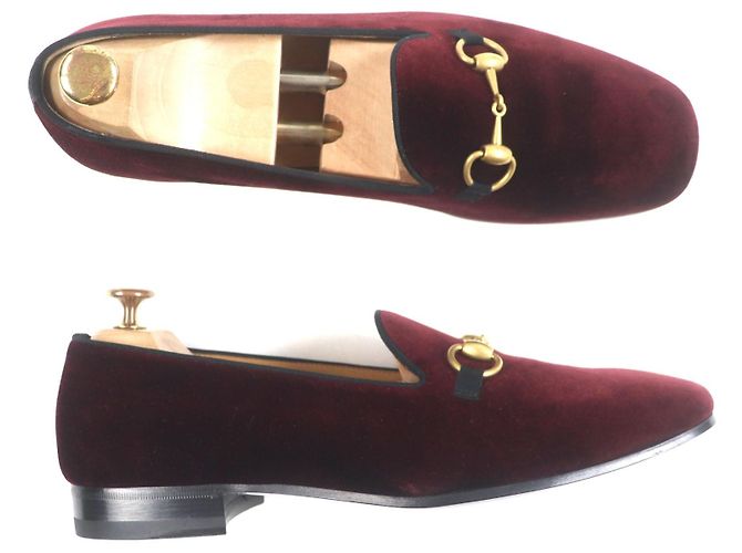Mocassini in pelle Horsebit Gucci Marrone Bordò - vista 6