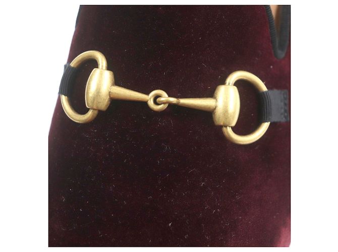 Mocassini in pelle Horsebit Gucci Marrone Bordò - vista 7