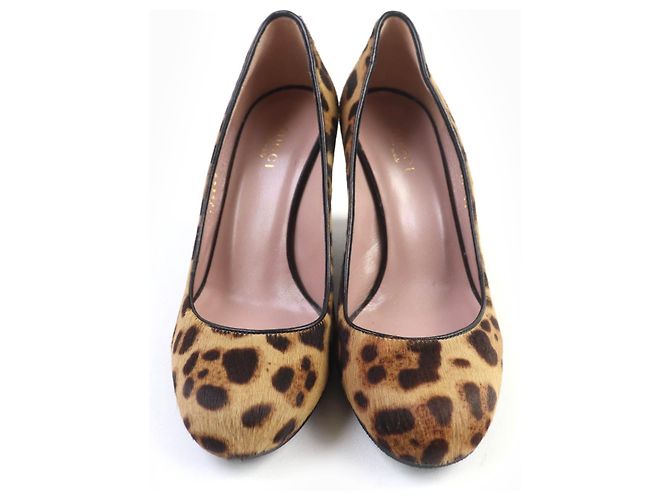 Décolleté con zeppa Gucci Interlocking G Harako Marrone - vista 3