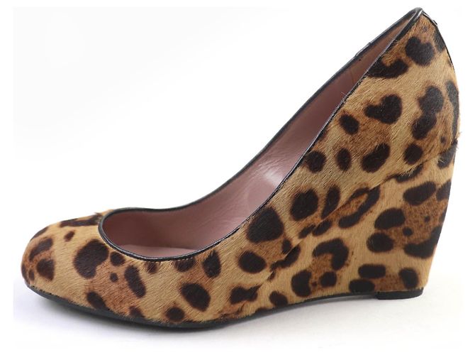 Décolleté con zeppa Gucci Interlocking G Harako Marrone - vista 4