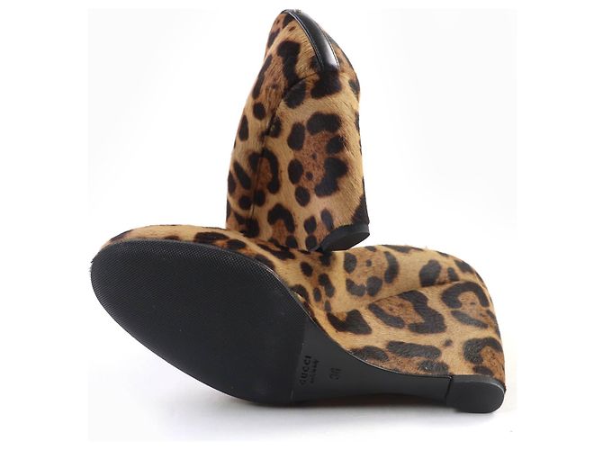 Décolleté con zeppa Gucci Interlocking G Harako Marrone - vista 6