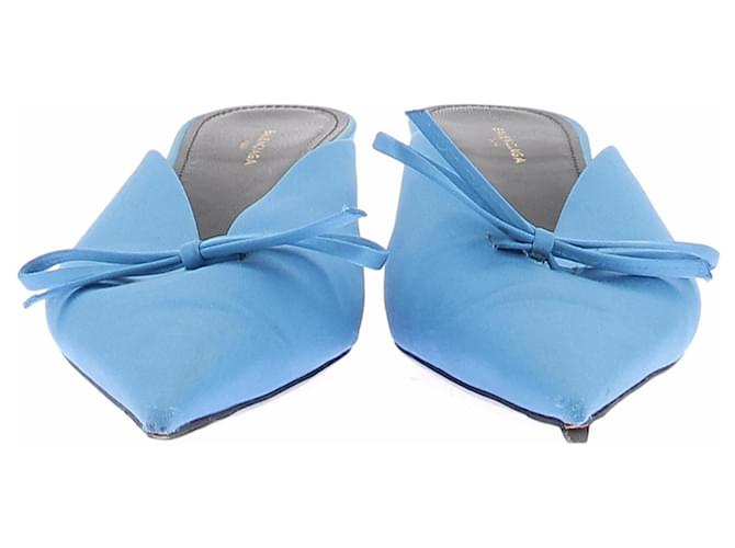 Balenciaga Mule di raso blu - vista 4