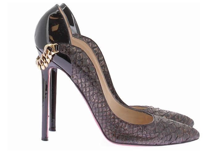 Christian Louboutin Escarpins en python noir Black - view 2
