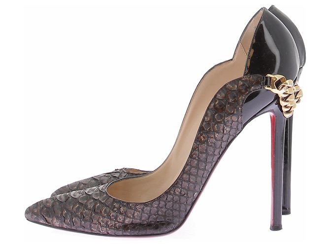 Christian Louboutin Escarpins en python noir Black - view 3
