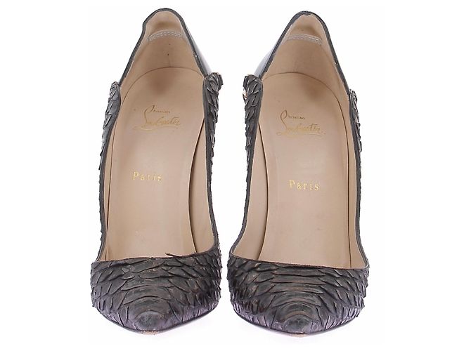 Christian Louboutin Escarpins en python noir Black - view 4