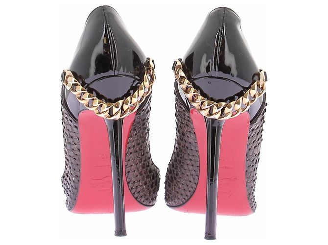 Christian Louboutin Escarpins en python noir Black - view 5