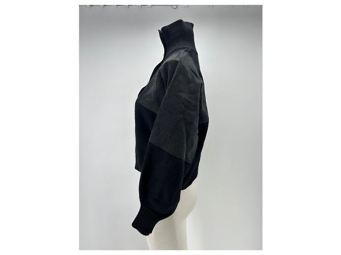 Sessun Pull noir bi-matière en laine - vue 4