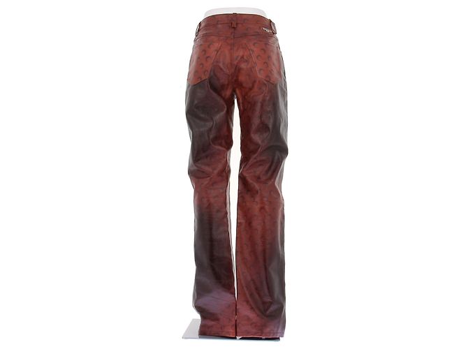 Marine Serre Pantalón de cuero burdeos - vista 2
