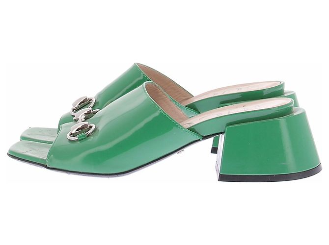 Mules Gucci in pelle verde - vista 3