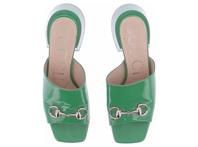 Mules Gucci in pelle verde - vista 6