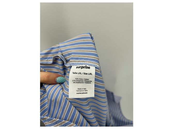 Autre Marque Camicia a righe SURPRISE in cotone blu - vista 6