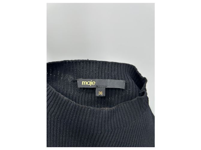 Maje kurzes schwarzes Kleid mit Golddetails - Ansicht 5