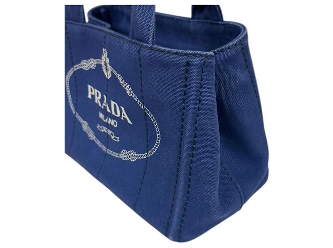 Borsa a Spalla Prada Canapa Tote SS Blu - vista 10
