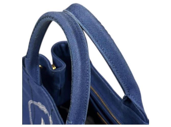 Borsa a Spalla Prada Canapa Tote SS Blu - vista 16