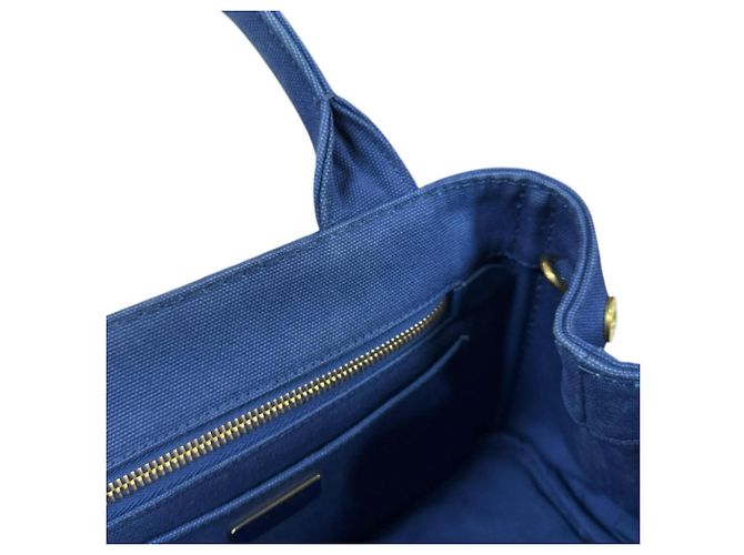 Borsa a Spalla Prada Canapa Tote SS Blu - vista 7