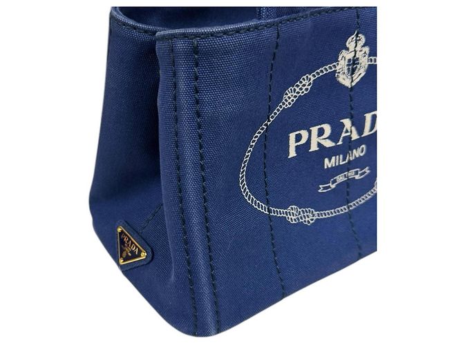 Borsa a Spalla Prada Canapa Tote SS Blu - vista 9