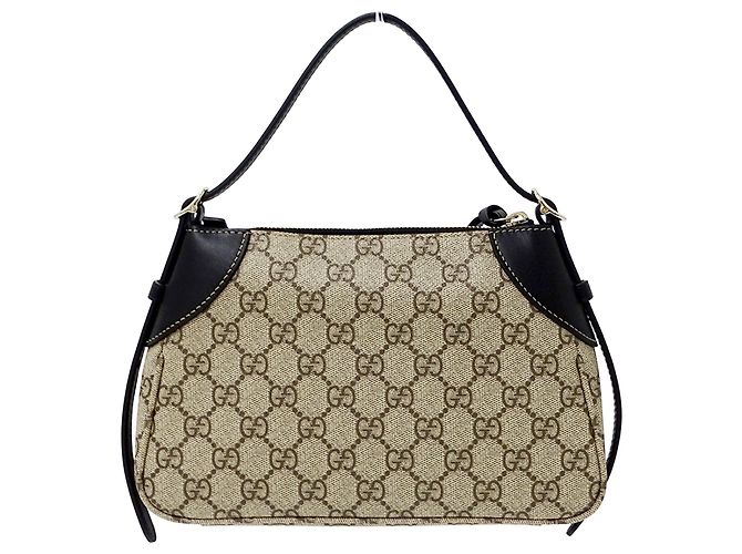 Borsa Gucci con emblema GG Nero Beige - vista 2