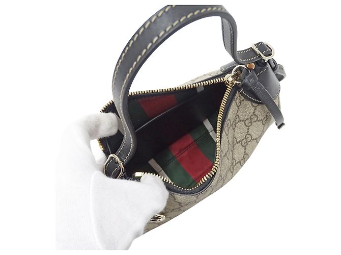Borsa Gucci con emblema GG Nero Beige - vista 5