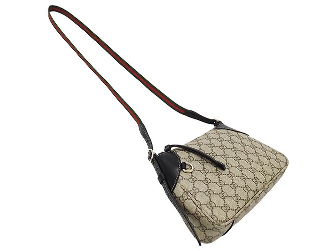Borsa Gucci con emblema GG Nero Beige - vista 7