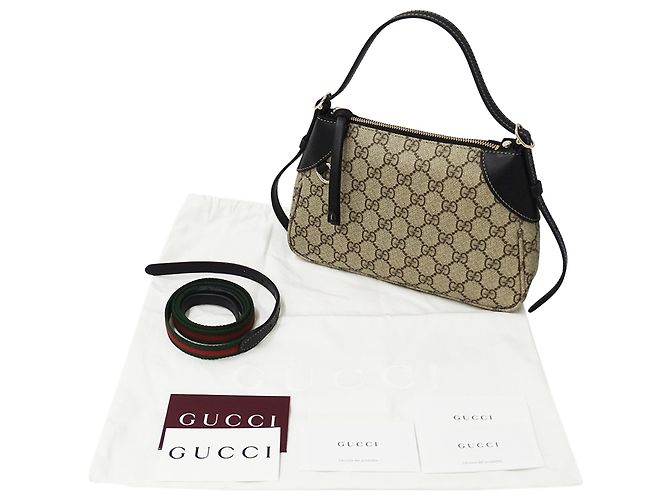 Borsa Gucci con emblema GG Nero Beige - vista 8