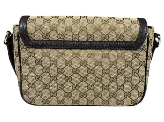 Borsa Messenger Gucci in Canvas GG Beige Marrone scuro - vista 3