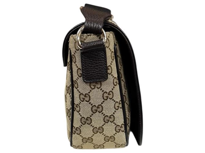 Borsa Messenger Gucci in Canvas GG Beige Marrone scuro - vista 4