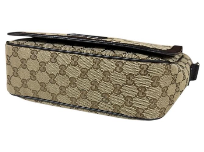 Borsa Messenger Gucci in Canvas GG Beige Marrone scuro - vista 5