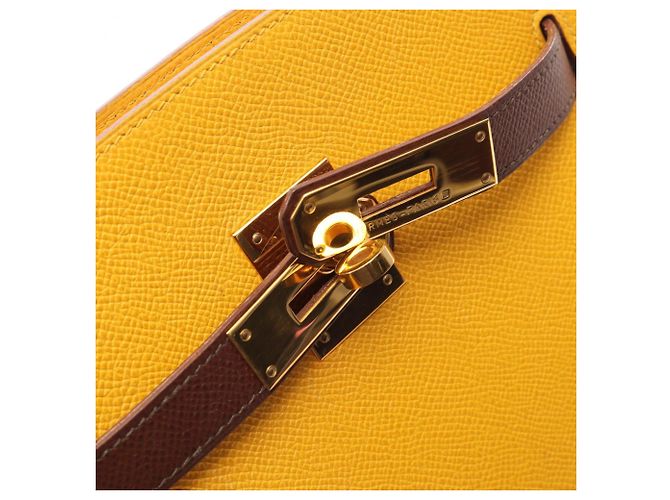 Hermès Borsa a Spalla Hermes Kelly Sport MM Marrone Giallo - vista 13
