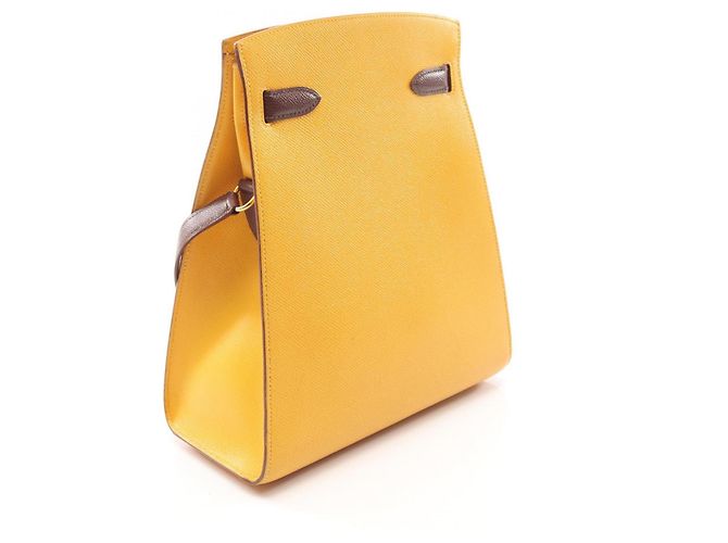 Hermès Borsa a Spalla Hermes Kelly Sport MM Marrone Giallo - vista 2