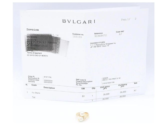 Bulgari Bague Bvlgari Passodoppio en perles et diamants Blanc Doré - vue 8