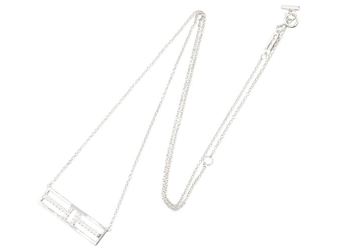 Tiffany & Co. T-Two Offene Horizontale Diamant-Halskette Silber - Ansicht 2