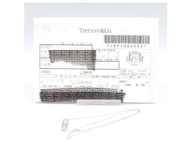 Tiffany & Co. T-Two Offene Horizontale Diamant-Halskette Silber - Ansicht 7