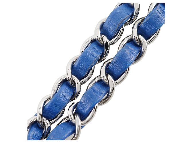 Chanel Mini Quadrat Blau Klassisch aus Lammleder mit Einzelklappe - Ansicht 13