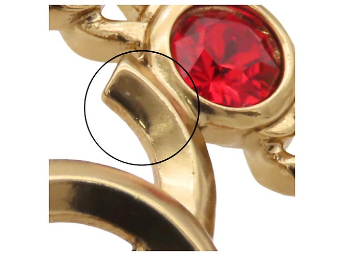 Spilla a forma di cuore con perle finte e strass placcata in oro CC di Chanel D'oro - vista 11
