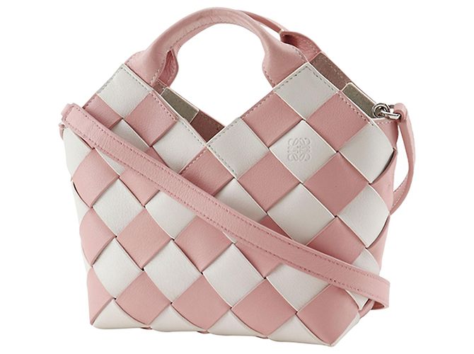 LOEWE Pink Mini Woven Kalbsleder Gingham Surplus Basket Bag - Ansicht 2