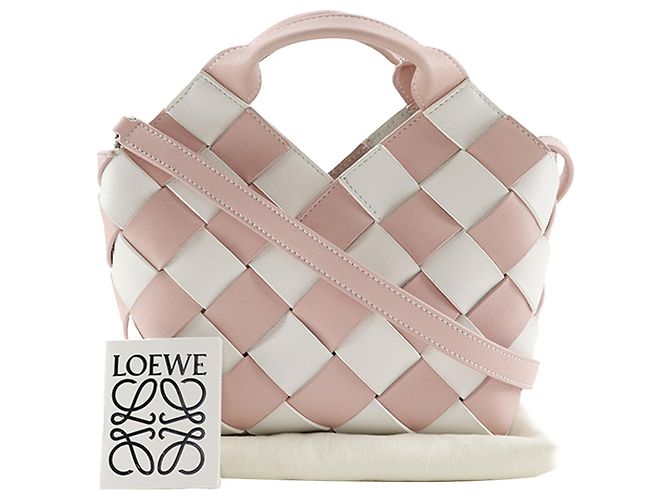 LOEWE Pink Mini Woven Kalbsleder Gingham Surplus Basket Bag - Ansicht 22