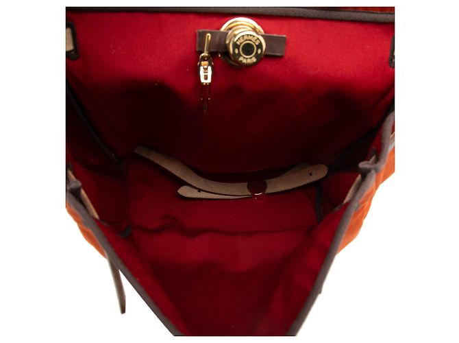 Hermès Orange Toile Herbag Rucksack PM Dunkelbraun - Ansicht 4